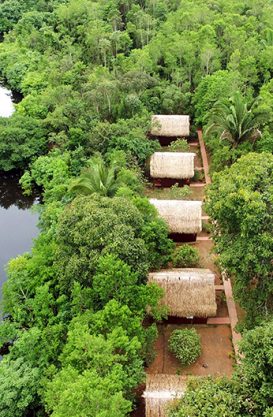 Vista aérea do Amazon Turtle Lodge